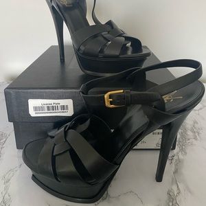 Authentic YSL Tribute Black Leather Heels Sz 39.5